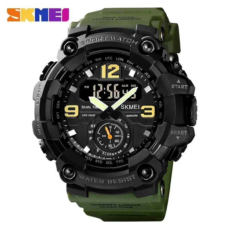 Dual Movement 3 Time Sport Wristwatch Mens Waterproof Electronic Watches... - $23.35