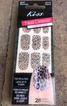 Kiss Nail Dress Stickers Art Wrap Jeweled Strips Design Marabou leopard ... - $4.99