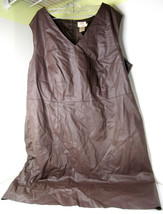 Hot in Hollywood Sleeveless Faux Leather Dress Brown V-Neck Zipper Shift 2X - £15.51 GBP