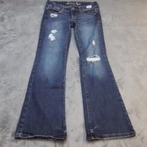 American Eagle Jeans Pants Womens 4 Blue Denim Casual Outdoors Preppy Distressed - £19.16 GBP