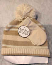 Addie &amp; Tate Newborn/Infant Hat &amp; Mitten Set Cream Tan Stripes - £12.48 GBP