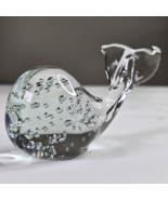 Vintage Whale Bullicante Controlled Bubbles Handblown Clear Glass Paperw... - $29.99