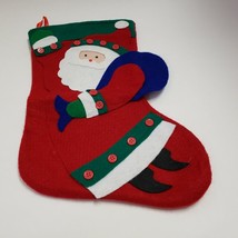 Santa red felt Aplique Christmas Stocking 10&quot; - £14.15 GBP