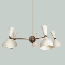 5 Arms Stilnovo Style Modern Brass Sputnik Chandelier White Color Vintage - £390.27 GBP