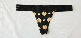 Rue 21 Women&#39;s Thong Panties XS/SMALL W Stretchy Waistband Black W Peaches - £8.22 GBP