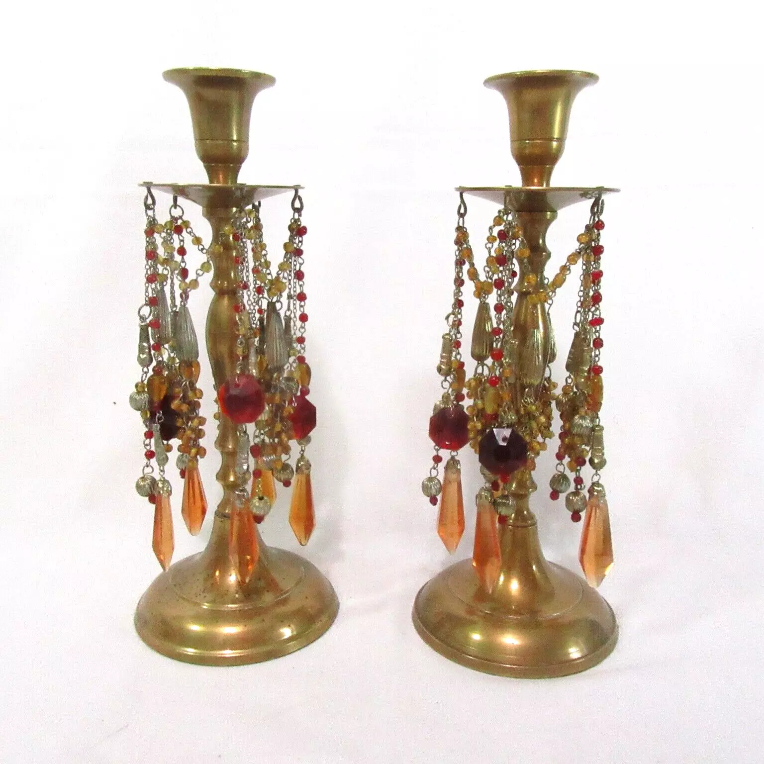 Bombay Company Brass 2-PC Beaded Candlestick Holder Set - £67.44 GBP