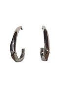 Geometric Silver-Tone Hoop Earrings With Post Backing 2&quot; Length Modern... - $20.39 CAD