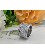 Round Moissanite Men&#39;s Iced Out Ring, Six layered Micro Pave Hip Hop Sil... - £95.97 GBP