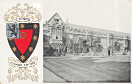 Oxford University ENGLAND-ST JOHN&#39;S-EMBOSSED Heraldry Postcard - £6.36 GBP