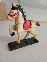Carved Wood Horse Cute Decoration Merry GO Round Like 6 Inch tall - £14.39 GBP