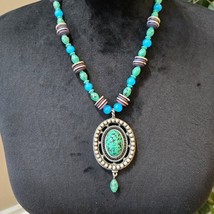 Womens Green Turquoise Pendant Multicolor Beaded Necklace with Lobster C... - $527.77 MXN