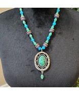 Womens Green Turquoise Pendant Multicolor Beaded Necklace with Lobster C... - $527.77 MXN