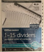 1-Office Depot 1-15 Dividers printable table of contents Reinforced-RARE... - £9.05 GBP