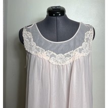Vintage 60s Pink Nylon Chiffon Nightgown Lace Sheath Slip Lingerie Dress... - €20,35 EUR