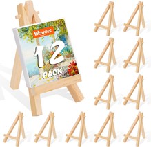 WOWOSS 12 Pack 5&quot; Mini Wood Display Easel Natural Wooden Tripod Holder S... - $22.37