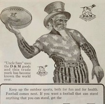 1917 D &amp; M Football&#39;s Uncle Sam Advertisement Draper Maynard Sports LGADYC4 - $29.99