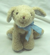 Carter&#39;s Cute Tan Puppy Dog W/ Blue Bow 6&quot; Baby Rattle Plush Stuffed Animal Toy - £12.83 GBP