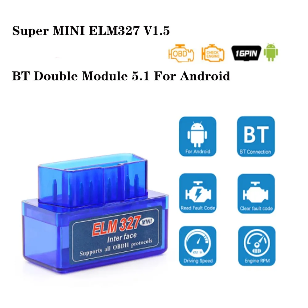 elm327 V1.5 ODB2 BT Module 5.1 ELM 327 V 1 5 OBD2 For Android Auto Code Reader O - £51.36 GBP