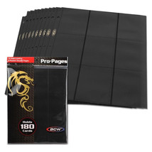 BCW Side Loading 18-Pocket Pro Pages - Black Trading Card Storage- 10 Pages Each - £5.89 GBP