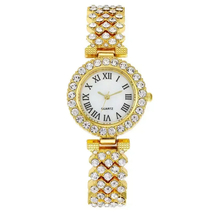 Fashion Luxury Full Crystal Women Rhinestone Wristwatch Female Bracelet Set Gift - £28.76 GBP
