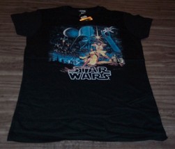 WOMEN&#39;S TEEN JRS VINTAGE STYLE STAR WARS A NEW HOPE Luke Leia T-shirt ME... - £15.82 GBP