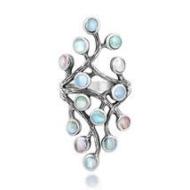 Dramatic Flowing Nature Vines Multi-Color Sterling Silver Ring - 9 - £22.21 GBP