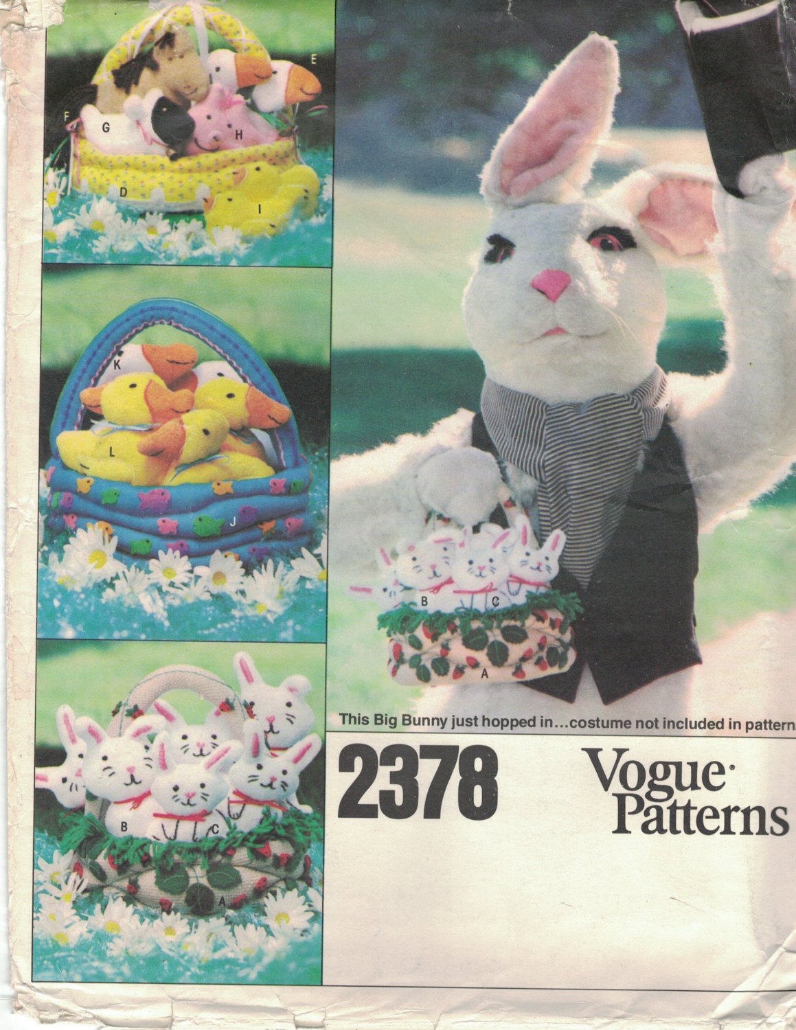 Vintage Vogue 2378 Pattern Easter Baskets & Stuffed Bunnies, Chicks, Ducks, Shee - $8.99