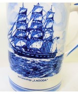 Vintage Delft Stein Tankard Ceramic Hand Painted Holland &quot;Lagonda&quot; - $18.81