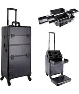 VT013 Black Dot 4-Wheel Professional Rolling Aluminum Cosmetic Makeup Ca... - $279.65