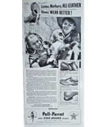 1941 POLL PARROT AND STAR BRAND SHOES-Girl Boy Cow Vintage Print Ad-WWII - $204.46 MXN