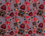 Cotton Fire Department Firefighters Equipment Red Fabric Print by Yard D... - $12.95