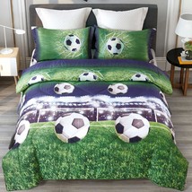 Special 3D Soccer Bedding Twin Football Comforter Set For Kids Cool Duvet Lightw - £70.76 GBP