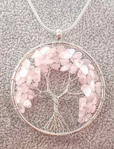 Rose Quartz Gemstone Tree of Life Necklace - $240.54 MXN - $351.65 MXN