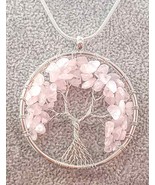 Rose Quartz Gemstone Tree of Life Necklace - $241.87 MXN+