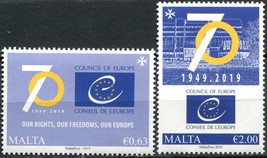 Malta 2019. 70th Anniversary of the Council of Europe (MNH OG) Set of 2 stamps - £6.10 GBP