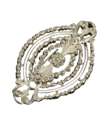 Marcasite Pin Brooch Rhodium Plate Oval with Black Enamel  2.5 inches Long - €13,79 EUR