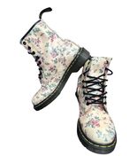 Dr. Martens 1460 Pascal Beige Leather Rose Floral Lace Up Boots Size 8 L... - €63,28 EUR