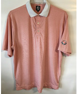 FOOTJOY Men sz L Stripes Short Sleeve Polo Shirt White Orange GSW GOLF C... - $18.81