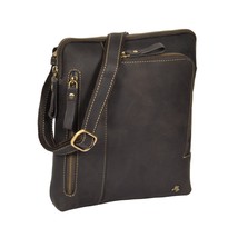 DR372 Men&#39;s Real Leather Tablet Shoulder Bag Brown - £53.59 GBP