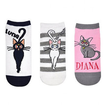 Sailor Moon Cats 3-Pair Pack of Low Cut Socks White - $19.98