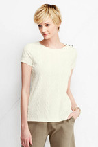 Lands End Women&#39;s Cable Jacquard Top Ivory New - £10.21 GBP