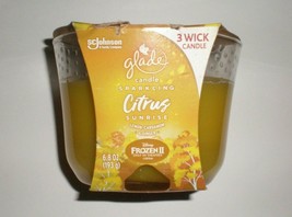 1 Glade Sparkling Citrus Sunrise Three Wick Candle Lemon Cardamom Ginger Scent - £9.92 GBP