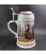 Lidded German Ceramic Beer Stein, .75 L  7 Inches Tall, Knights Battle S... - $39.00