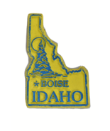 Vintage Rubber Fridge Magnet Idaho Travel State Souvenir Yellow Blue - $11.87