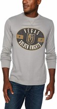 Vegas Golden Knights NHL Men&#39;s Long Sleeve Waffle Tee Distressed Oval Logo Grey - £17.29 GBP