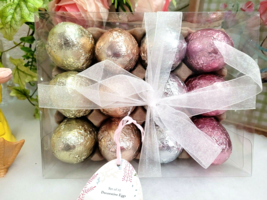 Easter Spring Faux Foil Eggs Basket Vase filler Pastels Home decor Set o... - £23.73 GBP