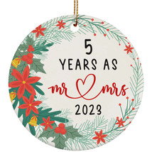 5 Years As Mr &amp; Mrs 2023 Ornament 5th Anniversary Wreath Christmas Gifts Decor - £11.86 GBP