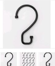 Threshold S Hook Shower Curtain Rings Matte Black Rust Resistant Zinc - $12.99