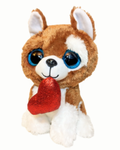 TY Beanie Boos SMOOTCHES Puppy Dog Valentine Heart Glitter Eyes Boo Toy ... - $15.95