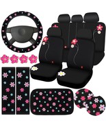 19 Pcs Embroidery Cute Flower Car Accessories Set Include Car Seat Covers, - €59,68 EUR
